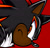 Size: 1251x1204 | Tagged: safe, artist:blackeditsgalore, artist:yuji uekawa, editor:blackeditsgalore, shadow the hedgehog, 2023, alternate version, black edit, dark skin, edit, frown, icon, looking at viewer, red background, simple background, solo, uekawa style