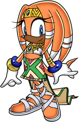 Size: 682x1049 | Tagged: safe, artist:blackeditsgalore, artist:yuji uekawa, editor:blackeditsgalore, tikal, 2025, black edit, dark skin, edit, looking at viewer, simple background, smile, solo, standing, transparent background, uekawa style