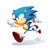 Size: 1380x1380 | Tagged: safe, artist:tripplejaz, sonic the hedgehog, 2017, classic sonic, classic style, lineless, looking ahead, looking offscreen, running, shadow (lighting), signature, simple background, smile, solo, toei style, white background