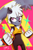 Size: 2100x3150 | Tagged: safe, artist:syaokitty, tangle the lemur, lemur, abstract background, clenched fists, female, signature, smile, solo, sparkles