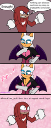 Size: 1372x3384 | Tagged: safe, artist:hayley566, knuckles the echidna, rouge the bat, cleavage, comic, knuxouge, shipping, straight