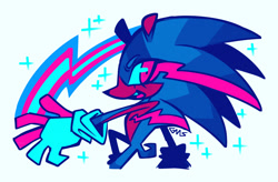 Size: 1809x1187 | Tagged: safe, artist:ocdkitsunami, sonic the hedgehog, 2025, cute, limited palette, looking at viewer, one fang, pride, signature, simple background, smile, solo, sonabetes, sparkles, top surgery scars, trans male, trans pride, transgender, white background