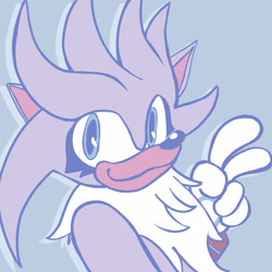 Size: 2048x2048 | Tagged: safe, artist:birddrawstuff, silver the hedgehog, 2024, bigender, eyelashes, flat colors, grey background, icon, looking at viewer, simple background, smile, solo, solo bigender, v sign