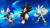 Size: 1192x670 | Tagged: safe, artist:soniclover82, shadow the hedgehog, silver the hedgehog, sonic the hedgehog, hedgehog, 2024, abstract background, alternate version, male, space, star (sky), trio, wallpaper