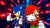 Size: 1920x1080 | Tagged: safe, artist:soniclover82, knuckles the echidna, sonic the hedgehog, echidna, hedgehog, 2024, abstract background, duo, male, thumbs up, wallpaper