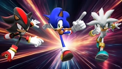 Size: 1920x1080 | Tagged: safe, artist:soniclover82, shadow the hedgehog, silver the hedgehog, sonic the hedgehog, 3d, trio