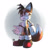 Size: 3840x3802 | Tagged: safe, artist:cephalosaur, miles "tails" prower, fox, 2022, abstract background, fangs, lidded eyes, looking offscreen, marble fox, mouth open, signature, solo, standing