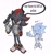 Size: 1944x2048 | Tagged: safe, artist:kalichi09, shadow the hedgehog, sonic the hedgehog, 2025, anti-ai, duo, english text, gun, holding something, looking at viewer, mouth open, signature, simple background, speech bubble, standing, talking, text, thumbs up, white background
