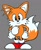 Size: 595x720 | Tagged: safe, artist:dsprite_e, miles "tails" prower, 2025, alternate version, classic tails, cute, flat colors, grey background, hands on hips, looking at viewer, simple background, smile, smiling at viewer, solo, standing