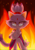 Size: 4092x5787 | Tagged: safe, artist:deaddu, blaze the cat, 2018, abstract background, backlighting, female, fire, front view, lidded eyes, looking at viewer, redraw, shooshing, signature, solo, standing