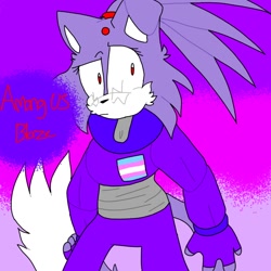 Size: 768x768 | Tagged: safe, artist:sparrowlefoxflyer, blaze the cat, 2020, abstract background, alternate universe, among us, au:among us, flat colors, looking at viewer, solo, text, trans female, trans girl blaze, transgender