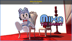 Size: 1000x562 | Tagged: safe, artist:starlightdx, 3d, abstract background, chair, cyber singer mika, looking offscreen, mod, sitting, solo, sonic generations, text