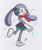 Size: 1280x1527 | Tagged: safe, artist:mightyray, rabbit, 2024, cyber singer mika, female, mouth open, musical note, musical notes, open smile, signature, simple background, smile, smiling at viewer, solo, standing, standing on one leg, traditional media, white background