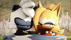 Size: 3840x2160 | Tagged: safe, artist:somco, tangle the lemur, whisper the wolf, 2025, 3d, cute, duo, eyes closed, hugging, lesbian, shipping, smile, tangle x whisper