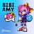 Size: 1200x1200 | Tagged: safe, artist:vinuui_, amy rose, hedgehog, brawl stars, crossover, female, gradient background, piko piko hammer, solo