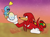 Size: 2036x1500 | Tagged: safe, artist:crazyechidnalady, knuckles the echidna, chao, echidna, abstract background, chao egg, duo, egg, flat colors, heart, male, neutral chao, outdoors, star (sky)