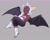 Size: 2911x2303 | Tagged: safe, artist:kianamai, rouge the bat, human, 2020, arms folded, dark skin, grey background, heart, humanized, legs crossed, lidded eyes, looking offscreen, looking up, mouth open, open smile, partially humanized, pointing, simple background, smile, solo