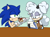 Size: 1720x1280 | Tagged: safe, artist:sonicguru, lanolin the sheep, sonic the hedgehog, hedgehog, sheep, chili dog, duo, female, hot dog, male, notepad