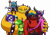 Size: 3806x2662 | Tagged: safe, artist:pyjamakama, master zik, zavok, zazz, zeena, zomom, zor, zeti, 2025, cane, deadly six, eyes closed, female, group, group hug, holding something, hugging, long description, looking at them, male, mouth open, simple background, smile, sonic lost world, standing, tongue out, transparent background, yellow sclera