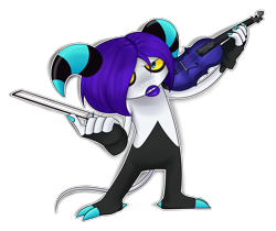 Size: 1550x1300 | Tagged: safe, artist:morbidmist, zor, zeti, 2019, clenched teeth, holding something, looking at viewer, outline, simple background, solo, standing, transparent background, violin, yellow sclera