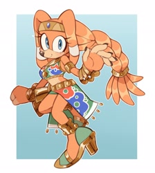 Size: 1834x2048 | Tagged: safe, artist:milkchaotea, tikal, echidna, alternate hairstyle, alternate outfit, clothes, female, outline, solo
