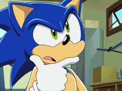 Size: 755x566 | Tagged: safe, sonic the hedgehog, hedgehog, confused, male, screencap, solo, sonic x, thinking