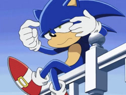 Size: 991x750 | Tagged: safe, sonic the hedgehog, hedgehog, male, scratching head, screencap, solo, sonic is not amused, unamused