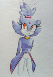 Size: 1546x2242 | Tagged: safe, artist:lumiinate, blaze the cat, 2017, clenched teeth, looking at viewer, smile, smiling at viewer, solo, standing, traditional media