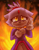 Size: 500x640 | Tagged: safe, artist:klarikatt, blaze the cat, 2014, abstract background, aged down, backlighting, clenched fist, clenched teeth, crying, female, fire, floppy ears, front view, glowing eyes, hand on face, headcanon, looking at viewer, solo, standing, tears, tears of sadness, younger