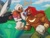 Size: 2464x1848 | Tagged: safe, artist:gummiemutt, knuckles the echidna, rouge the bat, duo, earring, female, heart, male, master emerald, muscular, outdoors, screaming, species swap