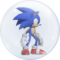 Size: 978x977 | Tagged: safe, artist:transparentjiggly64, sonic the hedgehog, 2019, 3d, aqua shield, elemental shield, looking offscreen, shield (power-up), smile, solo, standing