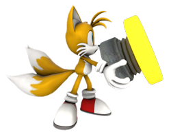 Size: 2547x1959 | Tagged: safe, artist:transparentjiggly64, miles "tails" prower, 2023, 3d, holding something, looking offscreen, mouth open, simple background, solo, spring, standing, transparent background