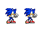 Size: 103x64 | Tagged: safe, artist:sonic-rhaian, sonic the hedgehog, sonic battle, 2018, animated, clenched fists, gif, idle, looking offscreen, low res, pixel art, reference inset, simple background, solo, sprite, standing, transparent background