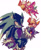 Size: 1173x1414 | Tagged: safe, artist:yyamssoup, chip, sonic the hedgehog, sonic unleashed, 2025, duo, eyes closed, flying, food, holding something, ice cream, looking at them, sauce, sitting, smile, smiling at them, sonic the werehog, were form, werehog