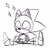 Size: 707x685 | Tagged: safe, artist:hydro-city-zone, sonic the hedgehog, sonic forces, 2017, :|, arms folded, blushing, classic sonic, eyes closed, frown, line art, monochrome, simple background, sitting, sketch, solo, sparkles, splits, spread legs, white background