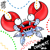 Size: 800x801 | Tagged: safe, artist:rikdraws, 2021, abstract background, badnik, character name, crabmeat, robot, signature, solo, text