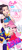 Size: 720x1660 | Tagged: safe, artist:pagonmoon, amy rose, human, 2025, abstract background, blushing, character name, crossover, duo, english text, heart, holding each other, k-pop demon hunters, looking at viewer, smile, standing, text, tongue out, v sign, wink, zoey (k-pop demon hunters)