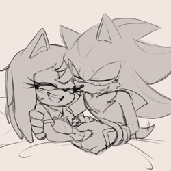 Size: 833x833 | Tagged: safe, artist:inked_whimsy, amy rose, shadow the hedgehog, baby