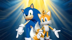 Size: 1920x1080 | Tagged: safe, artist:soniclover82, miles "tails" prower, sonic the hedgehog, 3d, duo, wallpaper