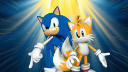 Size: 1192x670 | Tagged: safe, artist:soniclover82, miles "tails" prower, sonic the hedgehog, 3d, alternate version, duo, wallpaper