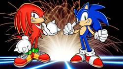 Size: 1192x670 | Tagged: safe, artist:soniclover82, knuckles the echidna, sonic the hedgehog, alternate version, duo, wallpaper