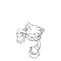 Size: 960x960 | Tagged: safe, artist:aerobian-angel, miles "tails" prower, 2015, animated, cleaning, cloth, gif, line art, looking offscreen, monochrome, mouth open, simple background, solo, white background