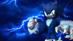 Size: 1192x670 | Tagged: safe, artist:soniclover82, 3d, alternate version, solo, sonic the werehog, wallpaper, were form, werehog