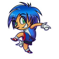Size: 894x894 | Tagged: safe, artist:shadow-luna, sonic the hedgehog, human, chibi, gloves, humanized, shoes, shorts, sleeveless shirt, socks, vest