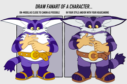 Size: 3000x1993 | Tagged: safe, artist:vyxed, big the cat, cat, 2023, :3, arm fluff, bigabetes, cheek fluff, chest fluff, cute, duality, ear fluff, english text, fanart meme, leg fluff, looking at each other, meme, redraw, self paradox, smile, solo, tail fluff, text, yellow sclera
