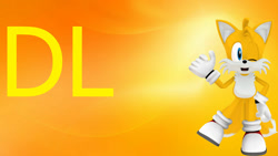 Size: 1024x576 | Tagged: safe, artist:waleedtariqmmd, miles "tails" prower, 3d, gradient background, mmd, solo, wink