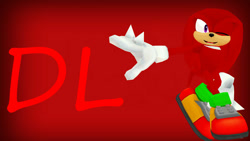 Size: 1024x576 | Tagged: safe, artist:waleedtariqmmd, knuckles the echidna, 3d, gradient background, mmd, solo, wink
