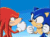 Size: 498x372 | Tagged: safe, knuckles the echidna, sonic the hedgehog, echidna, hedgehog, animated, double thumbs up, duo, edit, gif, high five, male, screencap, sonic x, thumbs up, wink