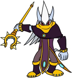 Size: 879x954 | Tagged: safe, artist:kyurem2424, imperator ix, echidna, albino, alternate universe, au:sonic world travel, crown, no power pattern, robe, staff, white background