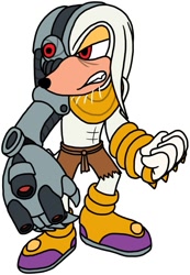 Size: 669x964 | Tagged: safe, artist:kyurem2424, echidna, albino, alternate universe, au:sonic world travel, brass knuckles, cyborg, dr. zachary, no power pattern, white background
